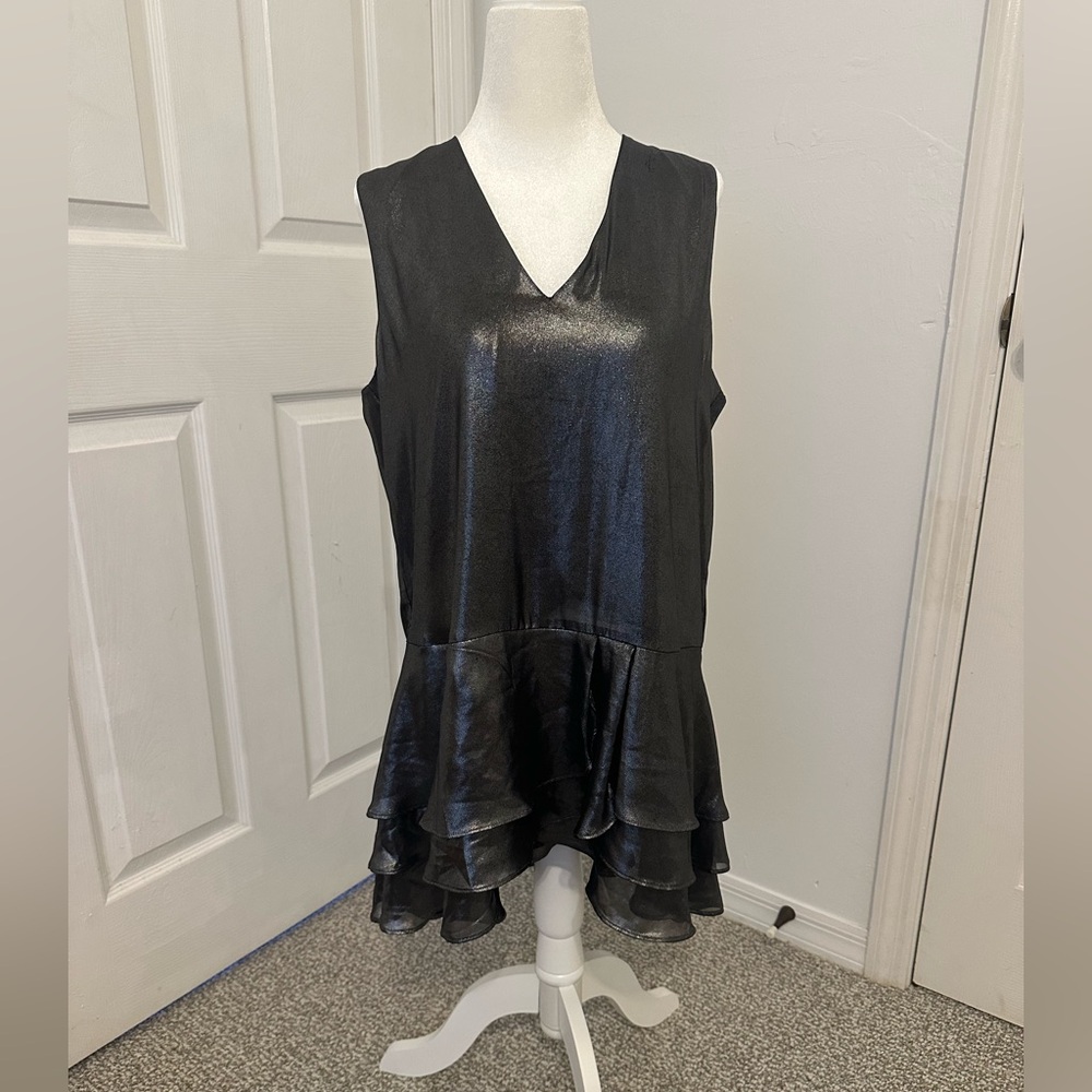 Banana Republic Dark Gray Sleeveless Ruffle Hem Top